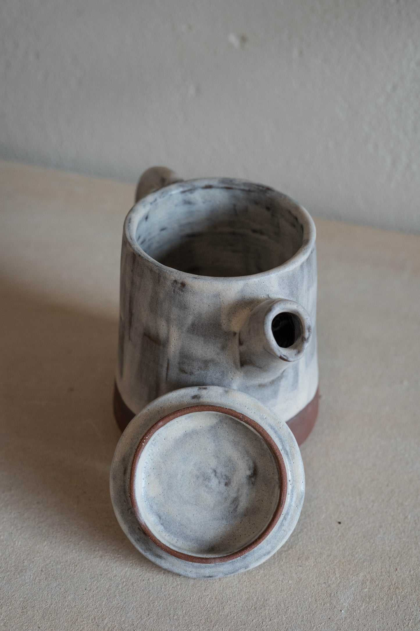 Teapot in stripy beige