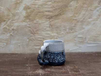 Blue + White Swirly Handle Mug