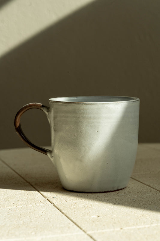 White Mug+ brown handle